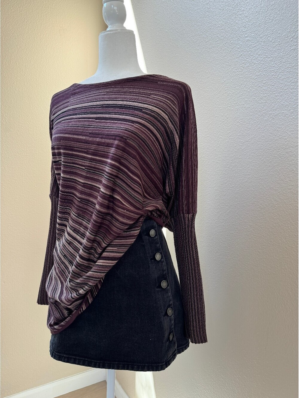 y2k striped oversized pullover top